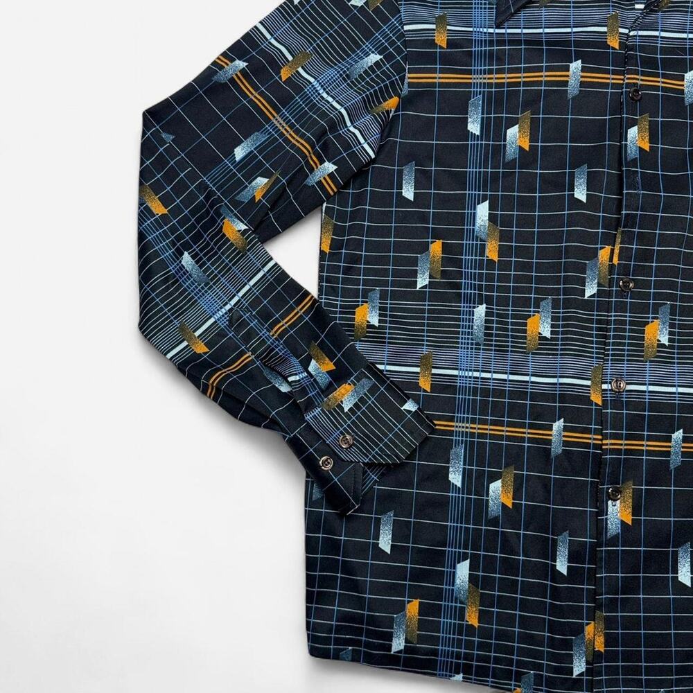 Mens 70s Aladdinette California geometric long sleeve button shirt L - Picture 5 of 6